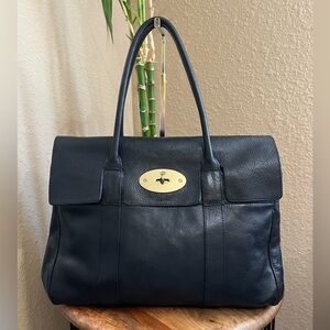 MULBERRY BLACK GRAINED LEATHER BAYSWATER